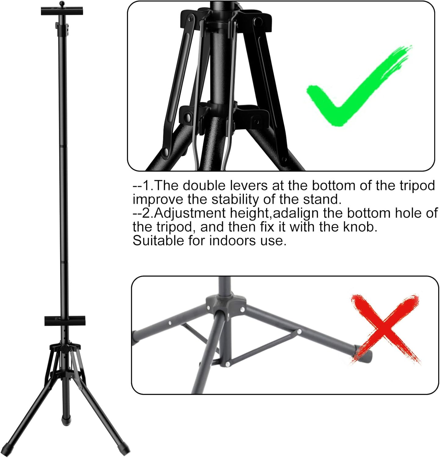 Sign Stand,Double-Sided Advertising Display Tripod Sign Holder, Adjustable Pedestal Banner Stand Height Up to 79 in,Poster Stands for Wedding, Restaurant or Business(Poster not Included)