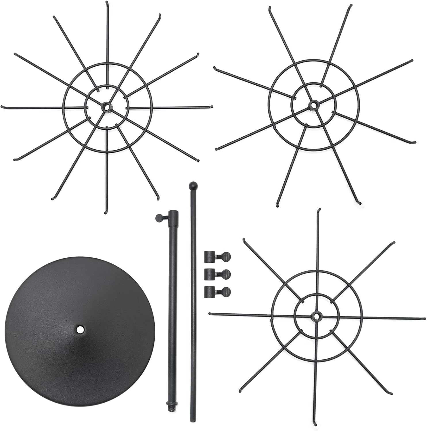 Heavy Duty Adjustable Three Tier Counter Top Spinner Display Stand, Black