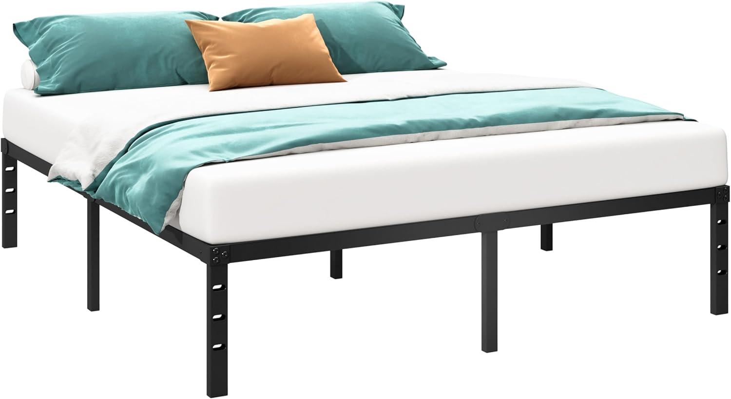 Metal Platform Bed Frame 16 Inch Tall,No Box Spring Needed,4 Size Bed with Heavy Duty Strong Support Slats,Easy to Assemble,Black