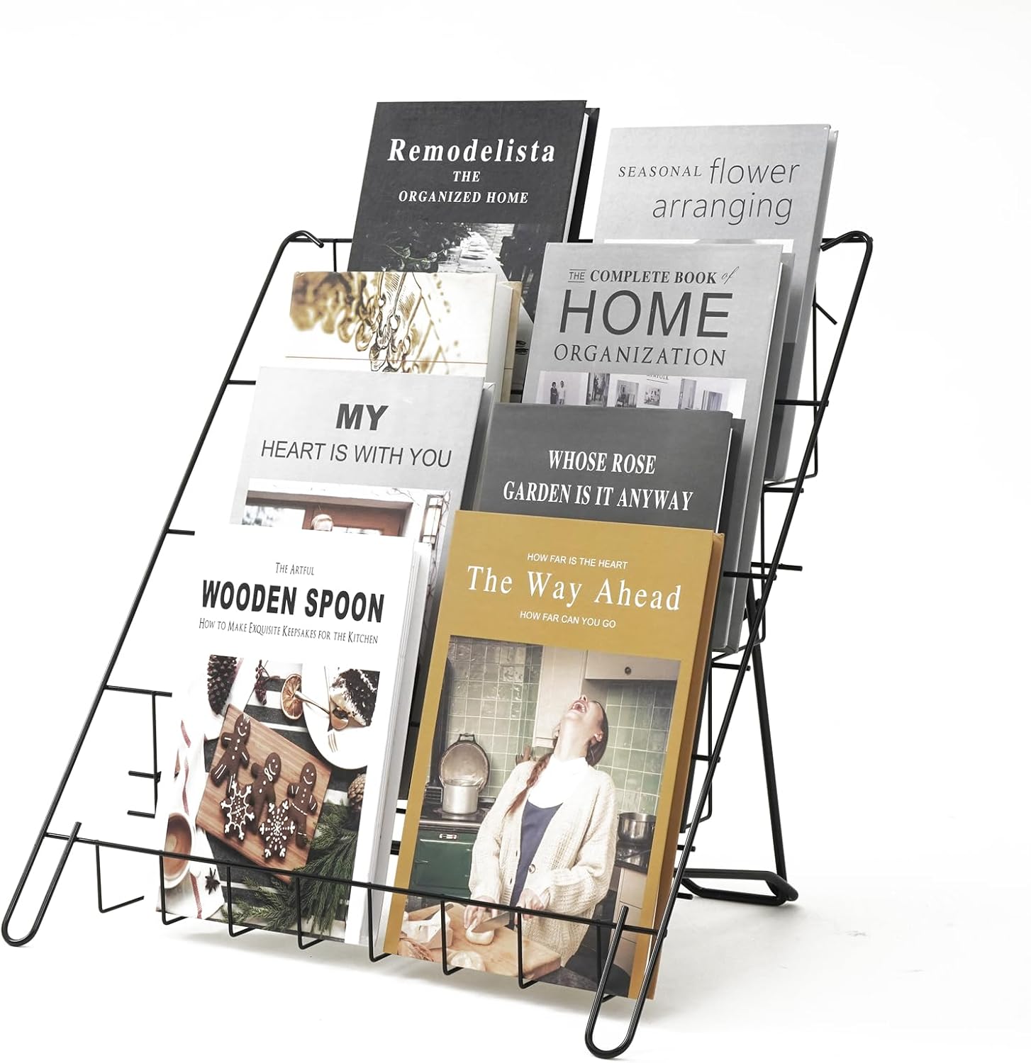 Wire Magazine Rack with 4 Open Tiers Book Signing Rack Tabletop Display Stand Holds Both Magazines and Brochures Display Rack Wire