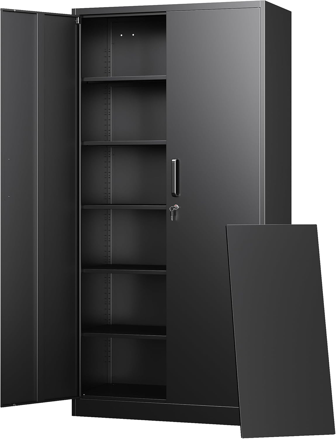 Metal Storage Cabinets with Lock Doors,Tall Locker Organizer Steel Garage Cabinets, 5 Adjustable Layers Shelves for Home, Office, Warehouse,Tool,Industrial
