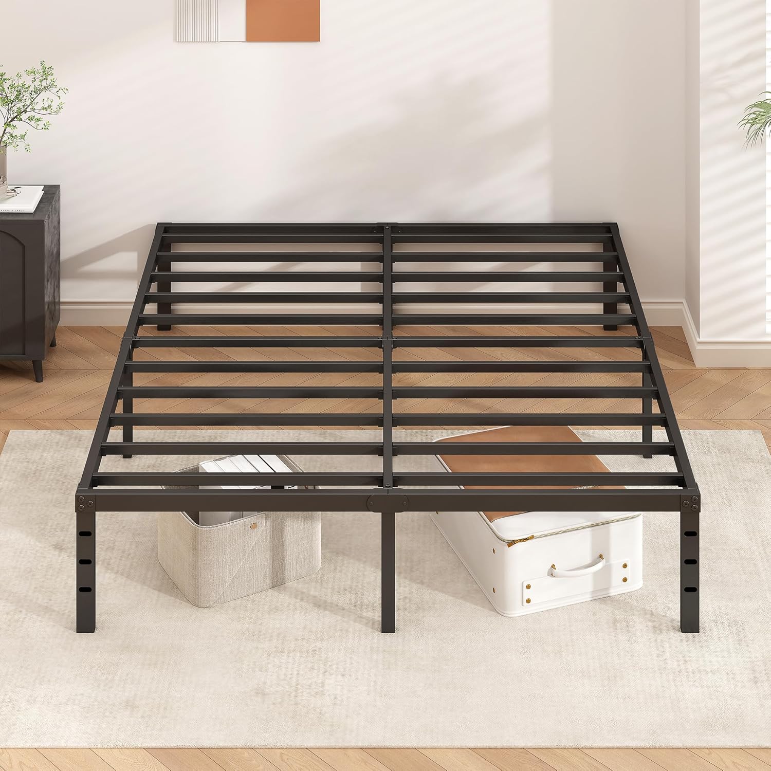 Metal Platform Bed Frame 16 Inch Tall,No Box Spring Needed,4 Size Bed with Heavy Duty Strong Support Slats,Easy to Assemble,Black