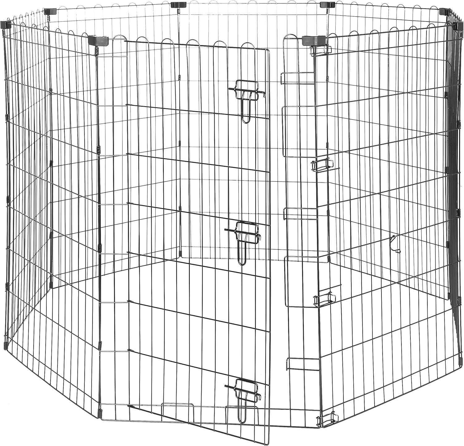 Foldable Octagonal Metal Exercise Dog Playpen - Indoor/Outdoor, No Door, Extra Small (8 Panels, 24 x 24), Easy to assemble, store, and customize, 24" - Puppy, Black