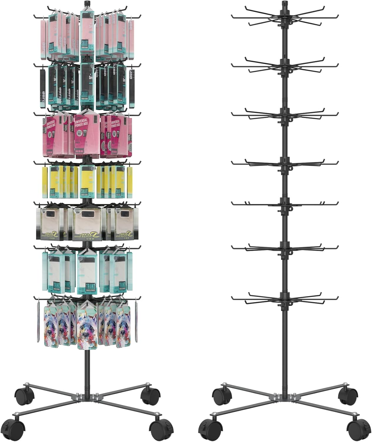7 Layer Alloy Steel Retail Display Stand - 360 Rotating Spinning Display Stand for Jewelry, Key Chain, Store, Vendor Events, Cotton Candy