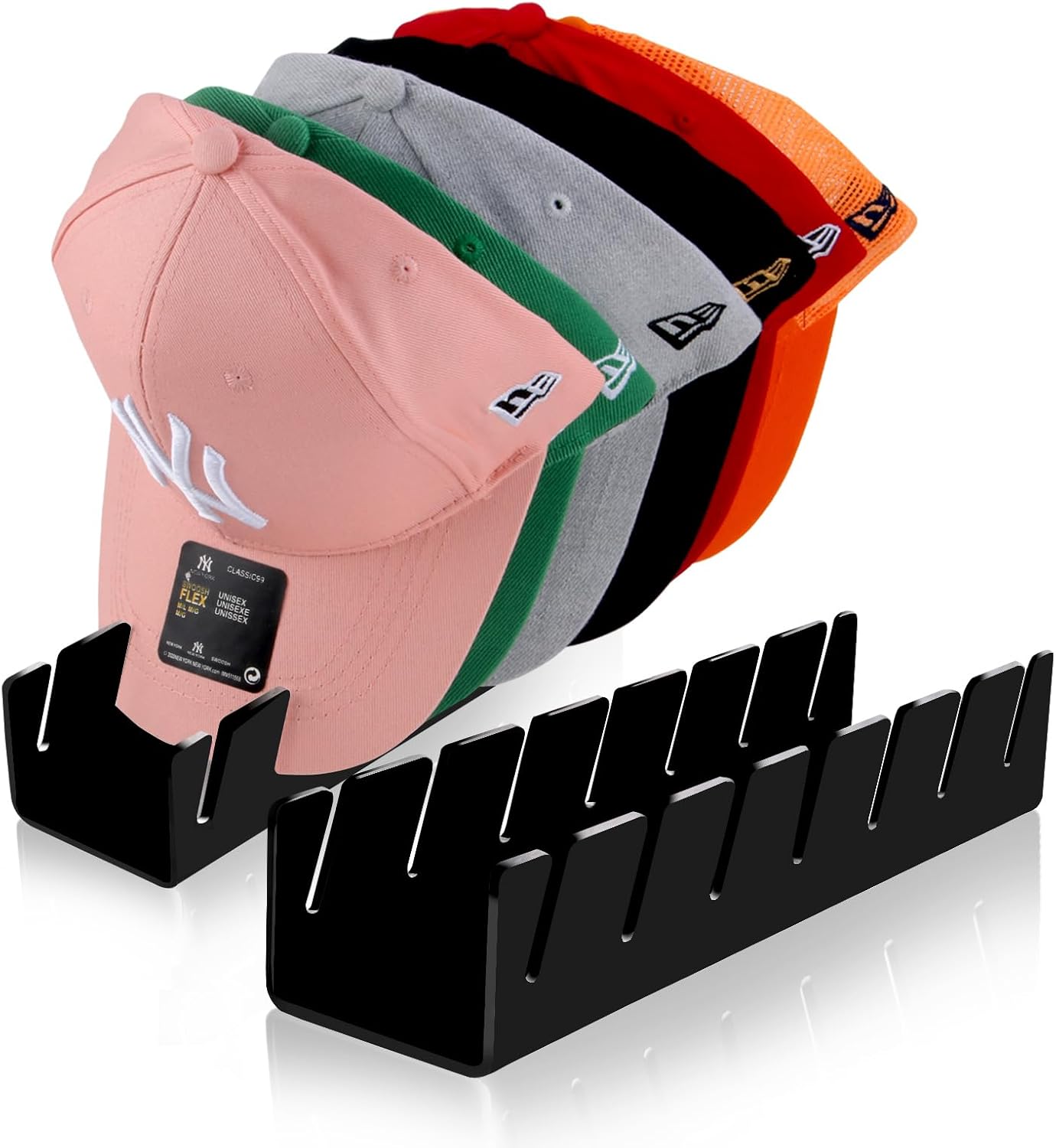 Hat Stand for Baseball Caps, 2 Pack No Install Acrylic Hat Organizer for 14 Baseball Caps Storage Organizer, Hat Racks Hat Holder Display and Organization for Closet, Bedroom, Dresser