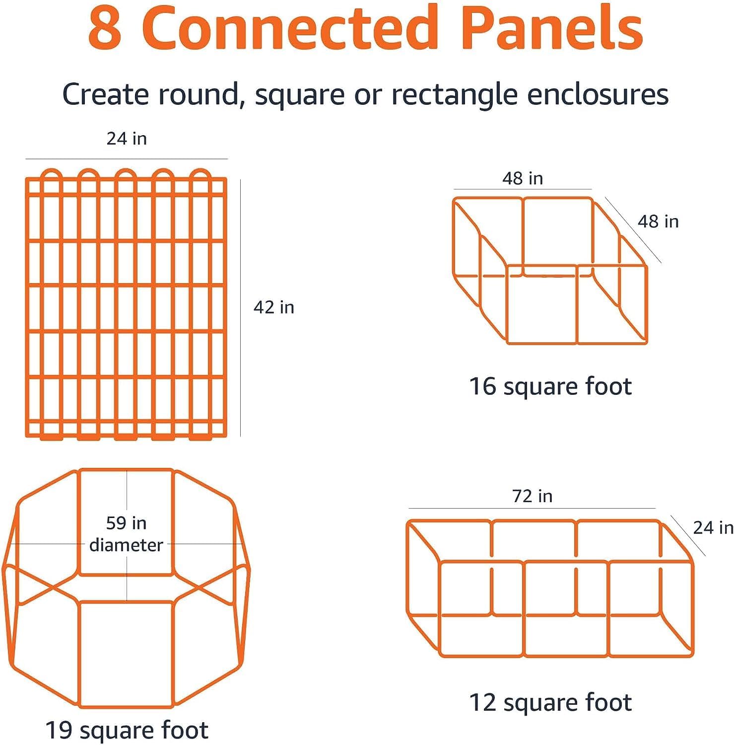 Foldable Octagonal Metal Exercise Dog Playpen - Indoor/Outdoor, No Door, Extra Small (8 Panels, 24 x 24), Easy to assemble, store, and customize, 24" - Puppy, Black