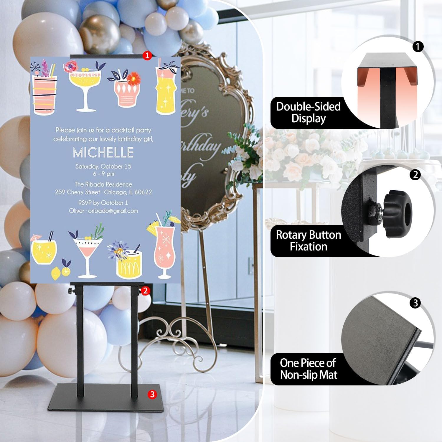 Poster Board Stand for Display, Adjustable Banner Stand, Height Up to 80 inch, Double-Sided Foam Board Stand for Business Advertising (1 Pack)