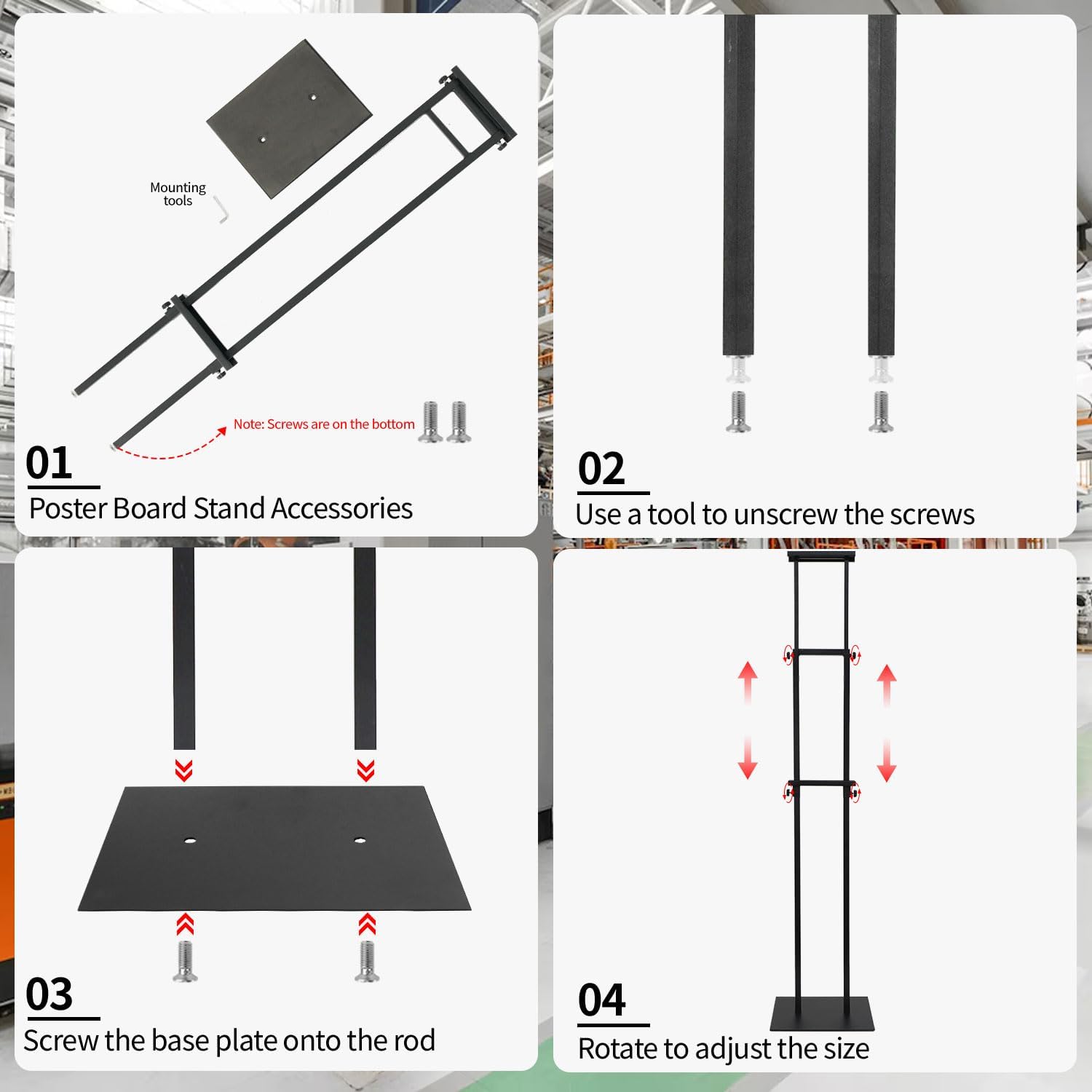Poster Board Stand for Display, Adjustable Banner Stand, Height Up to 80 inch, Double-Sided Foam Board Stand for Business Advertising (1 Pack)