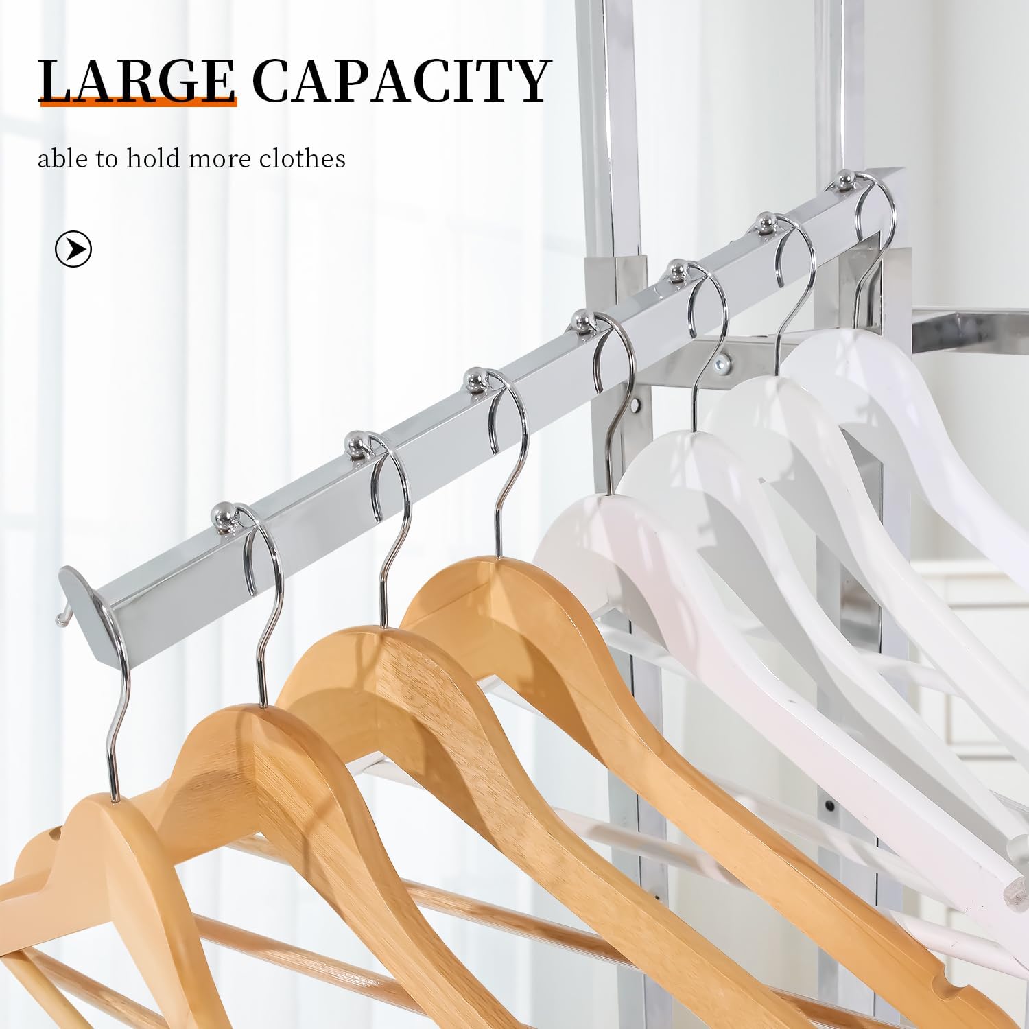 Black 4 Way Adjustable Clothing Rack with Slanted Arms - Retail Clothing Rack Display - Adjustable Height Arms from 48" to 72" Perfect for Clothing Stores