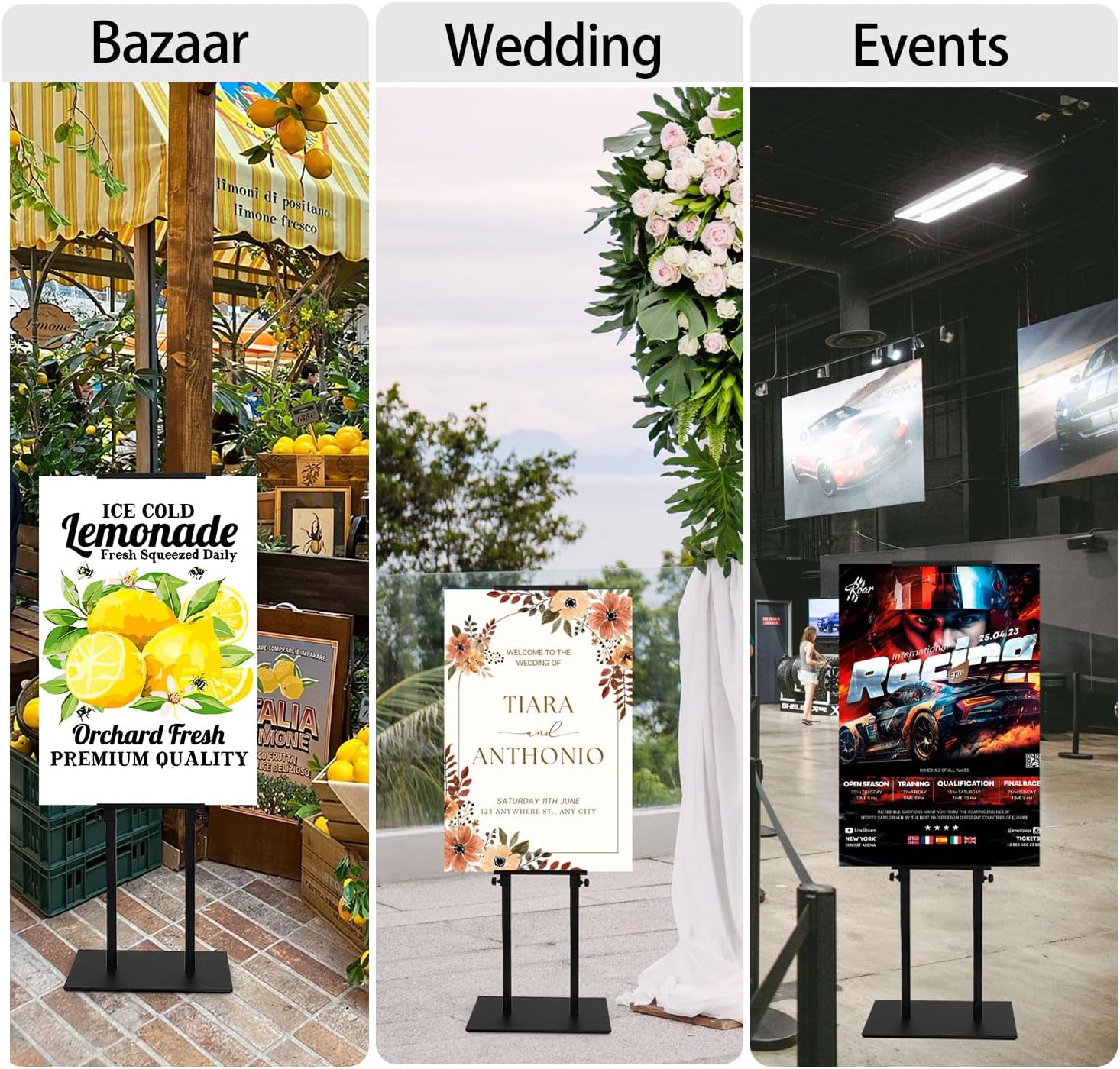 Poster Board Stand for Display, Adjustable Banner Stand, Height Up to 80 inch, Double-Sided Foam Board Stand for Business Advertising (1 Pack)