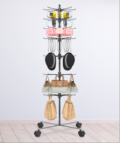 7 Layer Alloy Steel Retail Display Stand - 360 Rotating Spinning Display Stand for Jewelry, Key Chain, Store, Vendor Events, Cotton Candy
