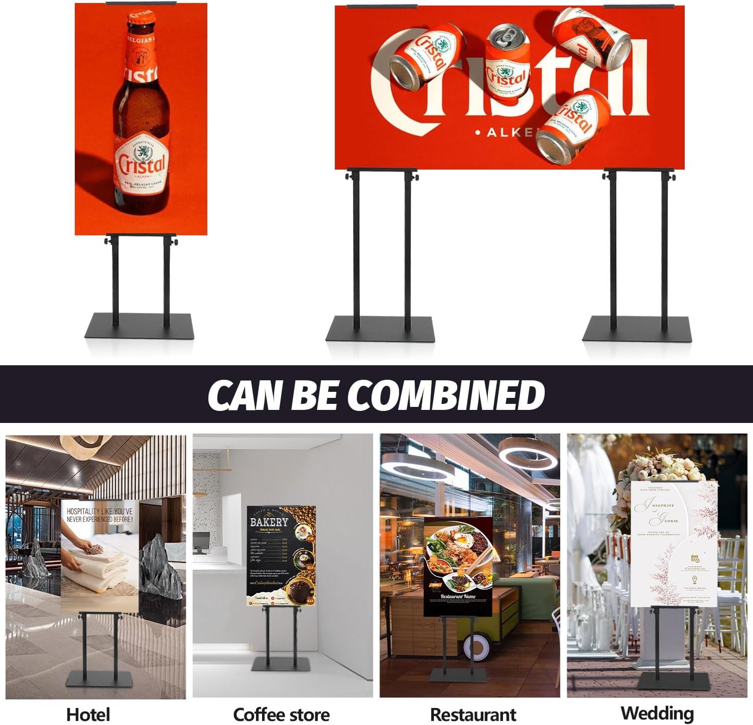 Poster Board Stand for Display, Adjustable Banner Stand, Height Up to 80 inch, Double-Sided Foam Board Stand for Business Advertising (1 Pack)