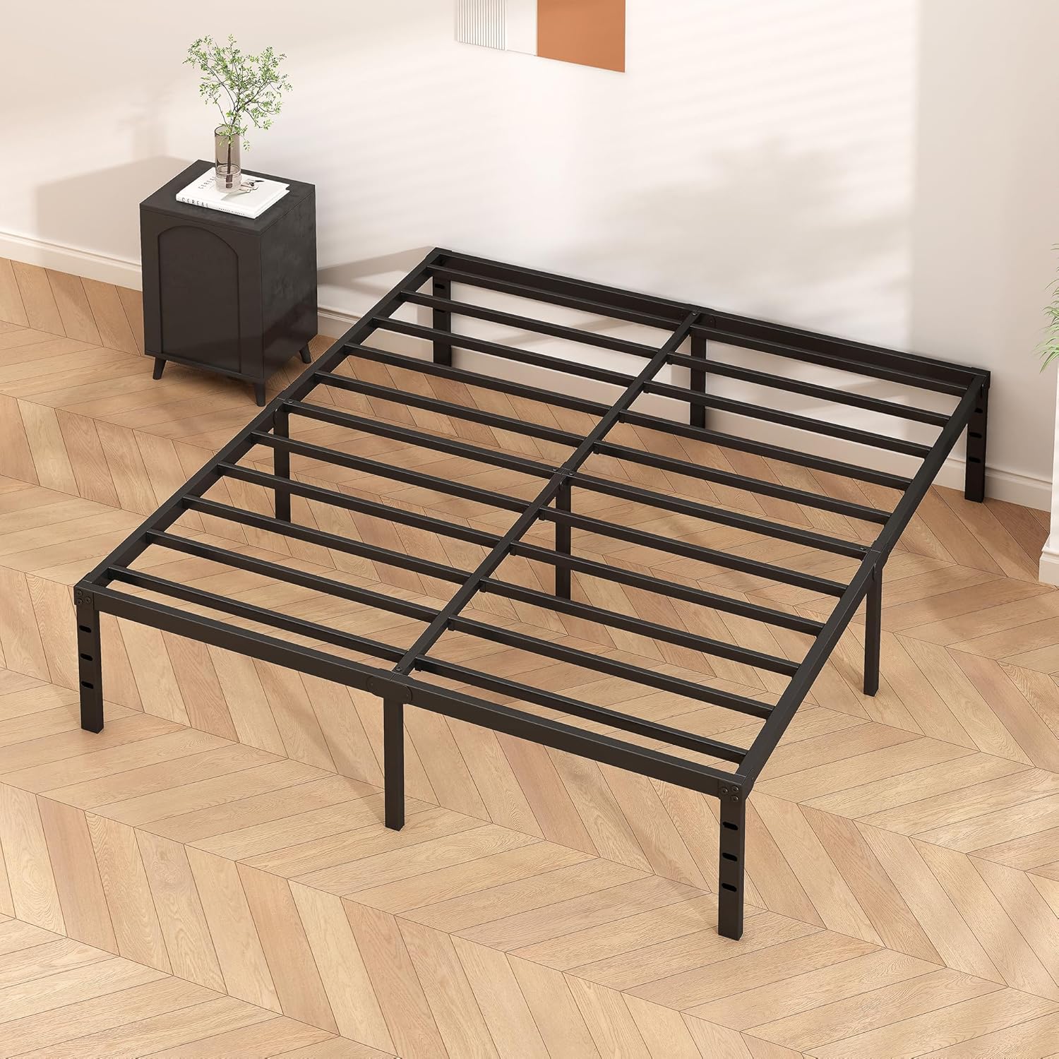 Metal Platform Bed Frame 16 Inch Tall,No Box Spring Needed,4 Size Bed with Heavy Duty Strong Support Slats,Easy to Assemble,Black