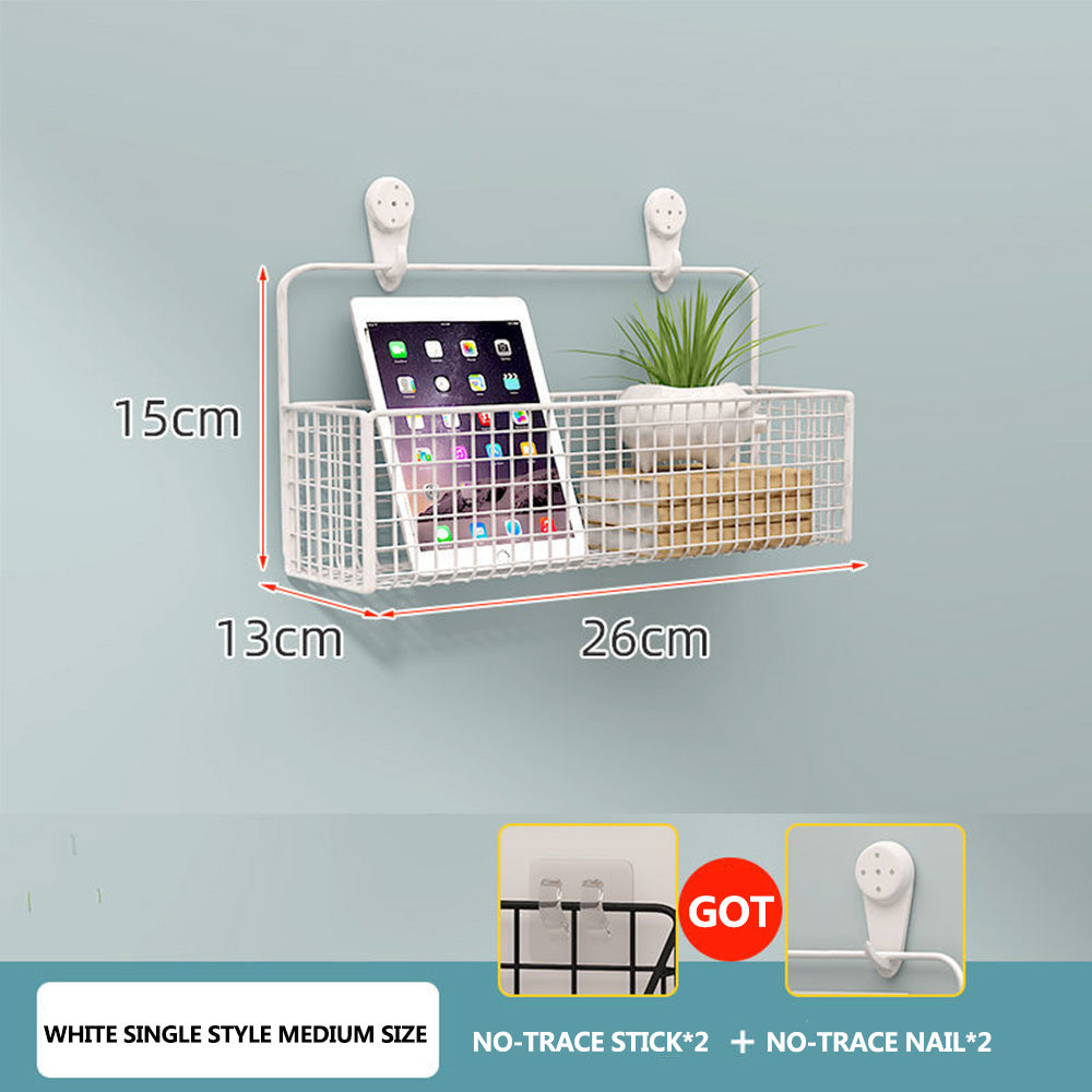 Punch-free bathroom wall rack toilet wall metal basket toilet gargle shelf wall hanging rack