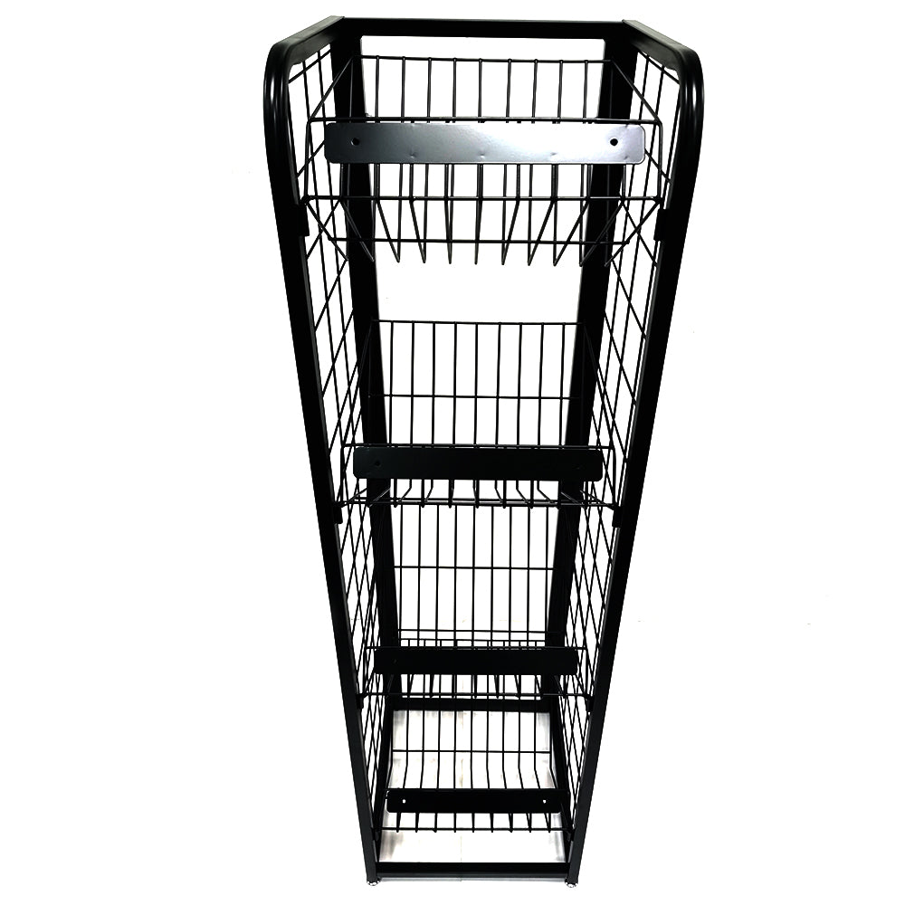 Custom made retail store multi layer shelf iron steel wire holder floor metal rack folding book shop magazine display stand