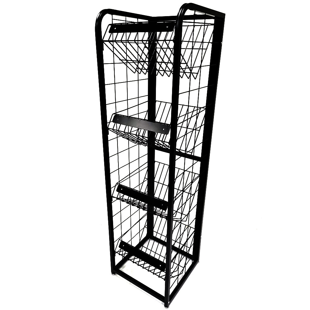 Custom made retail store multi layer shelf iron steel wire holder floor metal rack folding book shop magazine display stand