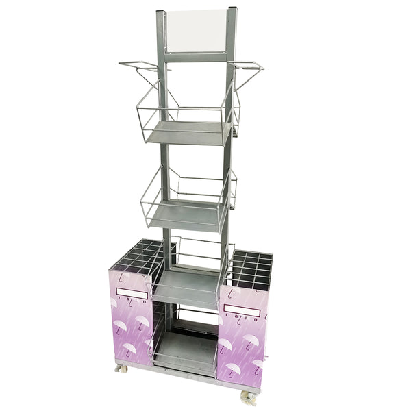 Umbrella metal rack display stand with wheels