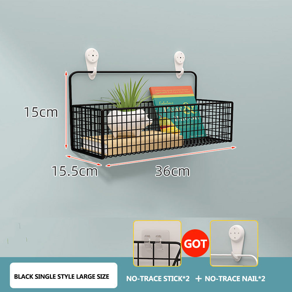 Punch-free bathroom wall rack toilet wall metal basket toilet gargle shelf wall hanging rack