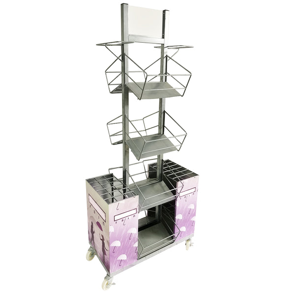 Umbrella metal rack display stand with wheels