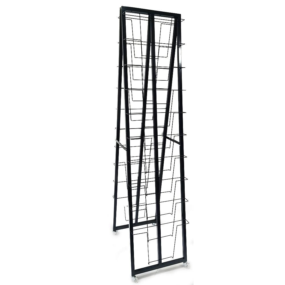 Multi tiers double sides floor stand newspaper shelf magazine books display rack