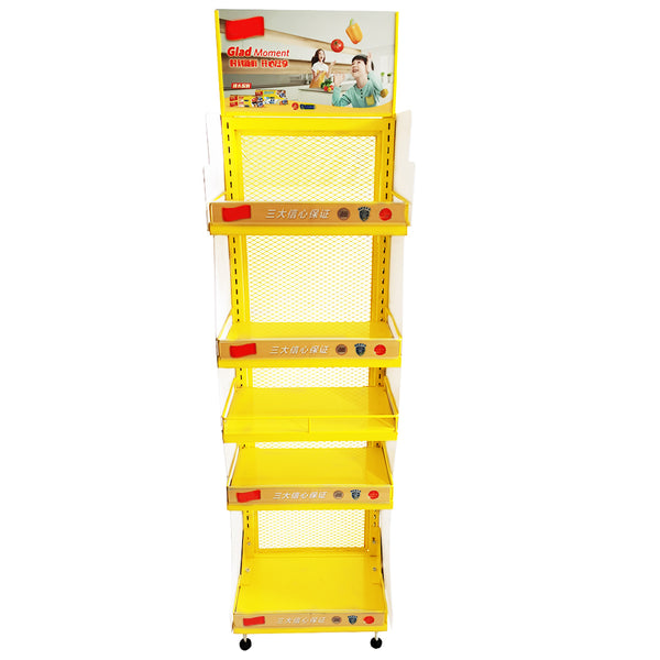 Floor stand shelf displays supermarket display rack for retail