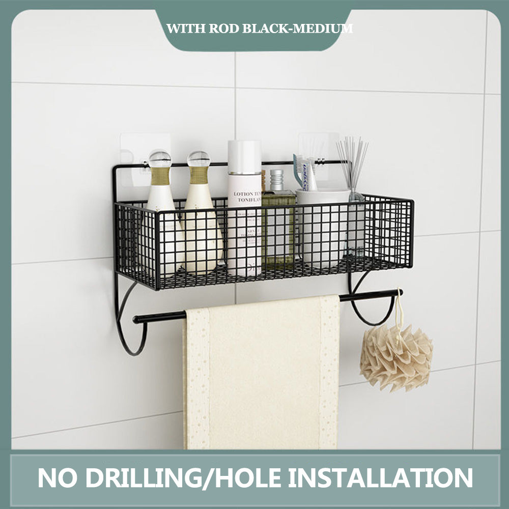Punch-free bathroom wall rack toilet wall metal basket toilet gargle shelf wall hanging rack