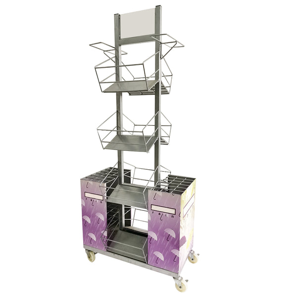 Umbrella metal rack display stand with wheels