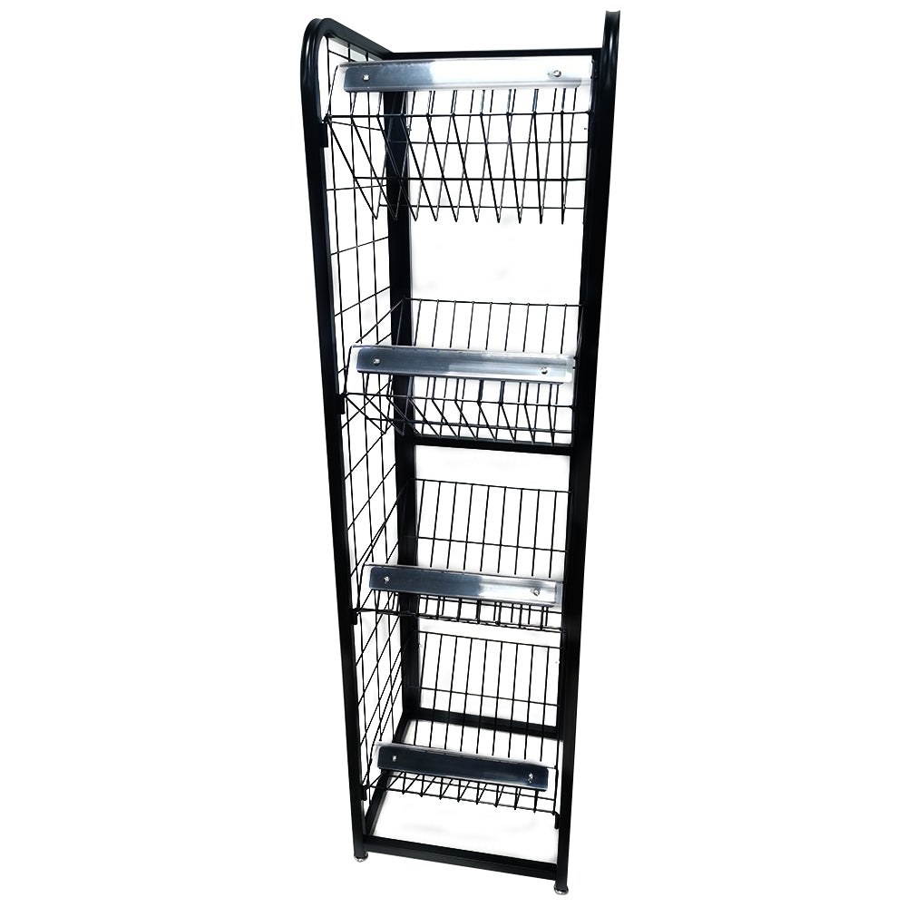 Custom made retail store multi layer shelf iron steel wire holder floor metal rack folding book shop magazine display stand