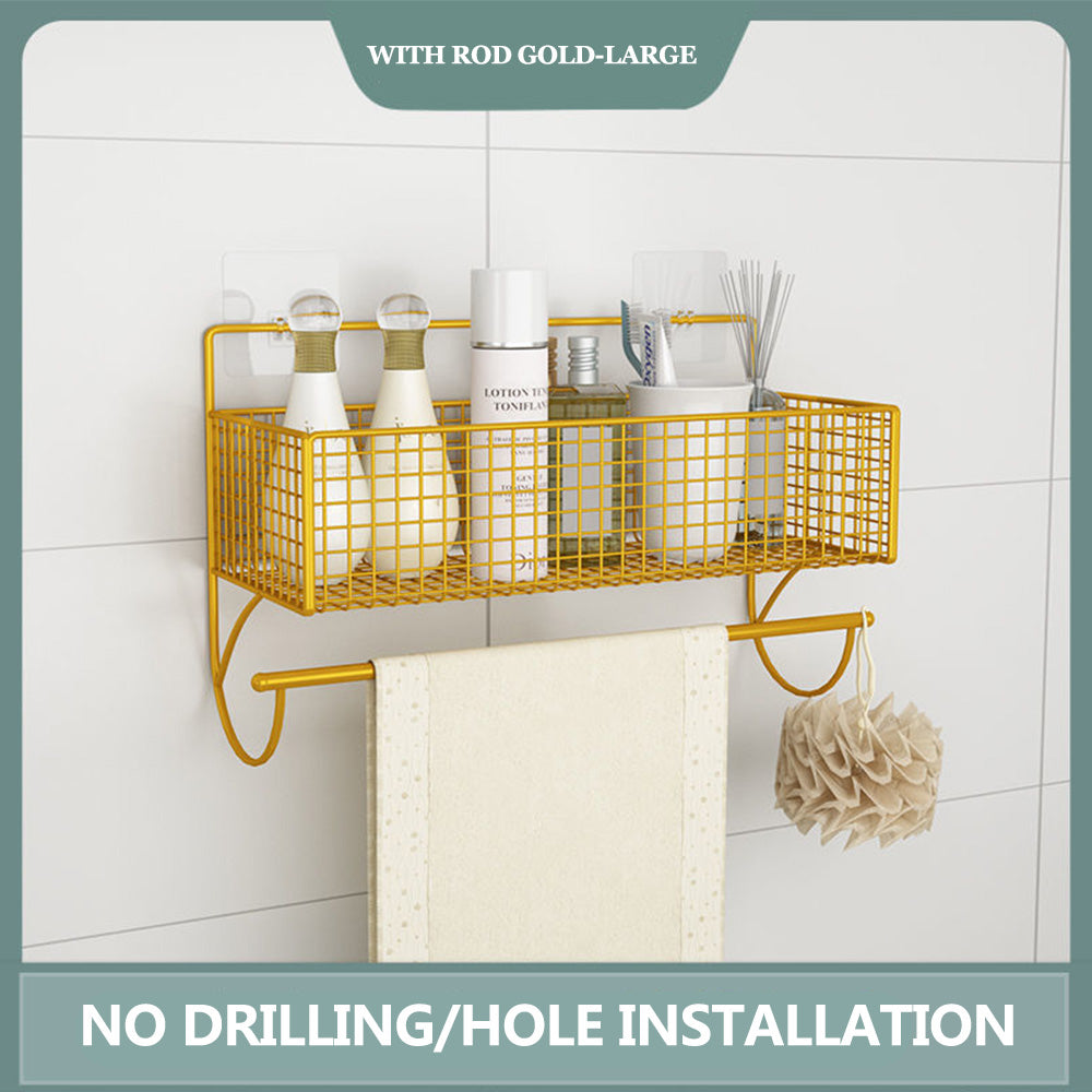 Punch-free bathroom wall rack toilet wall metal basket toilet gargle shelf wall hanging rack