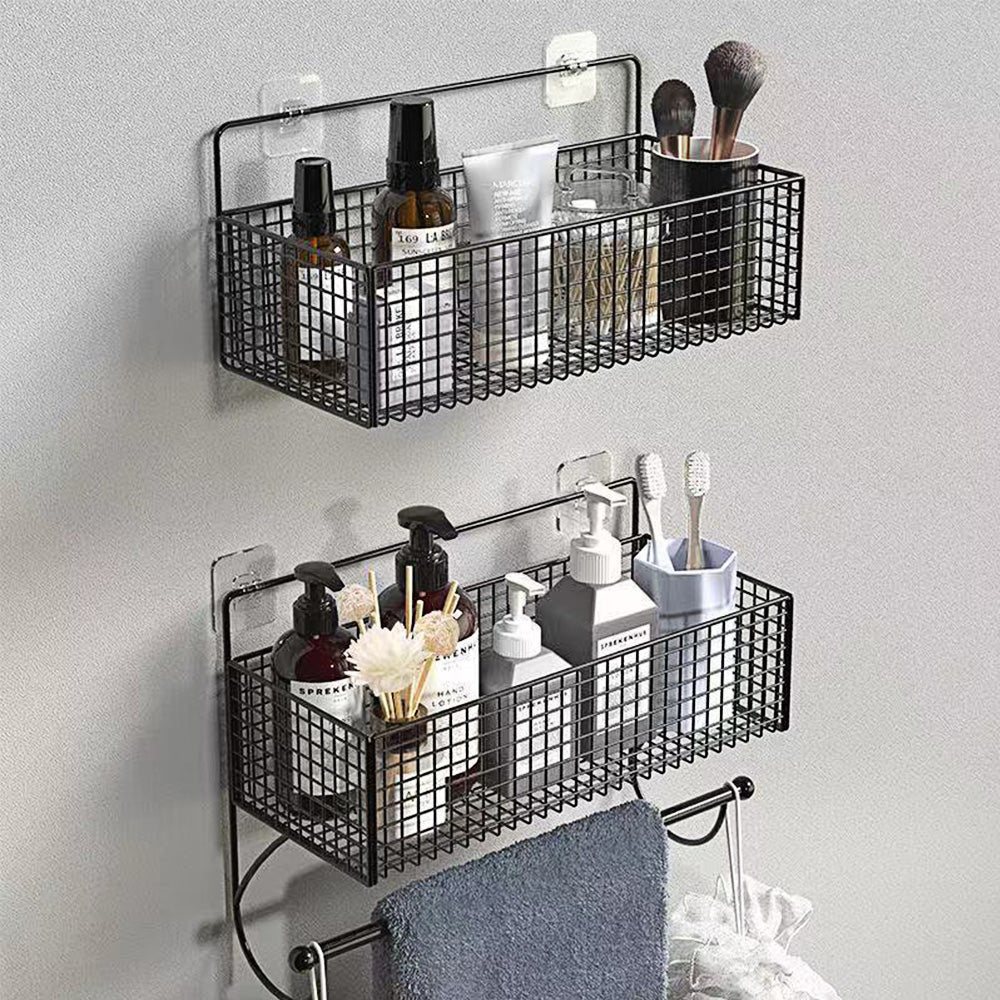Punch-free bathroom wall rack toilet wall metal basket toilet gargle shelf wall hanging rack