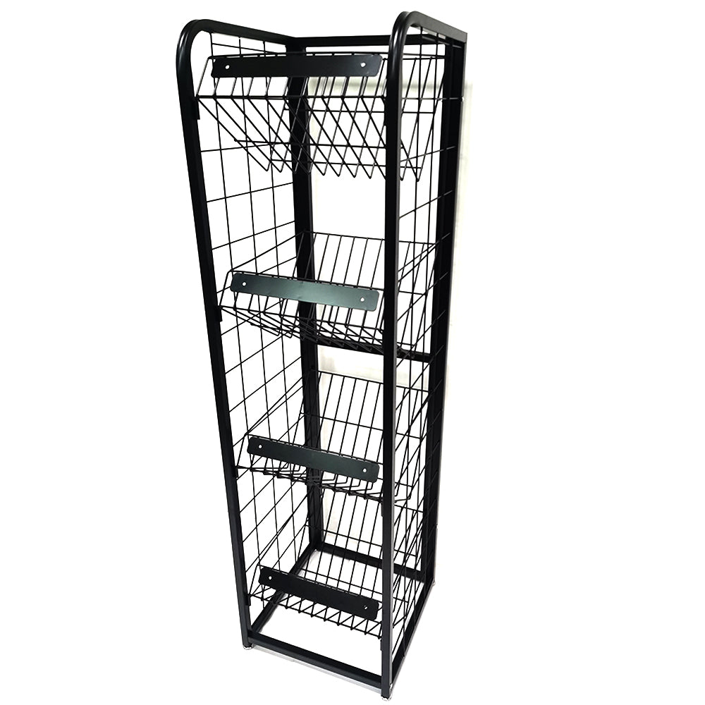 Custom made retail store multi layer shelf iron steel wire holder floor metal rack folding book shop magazine display stand