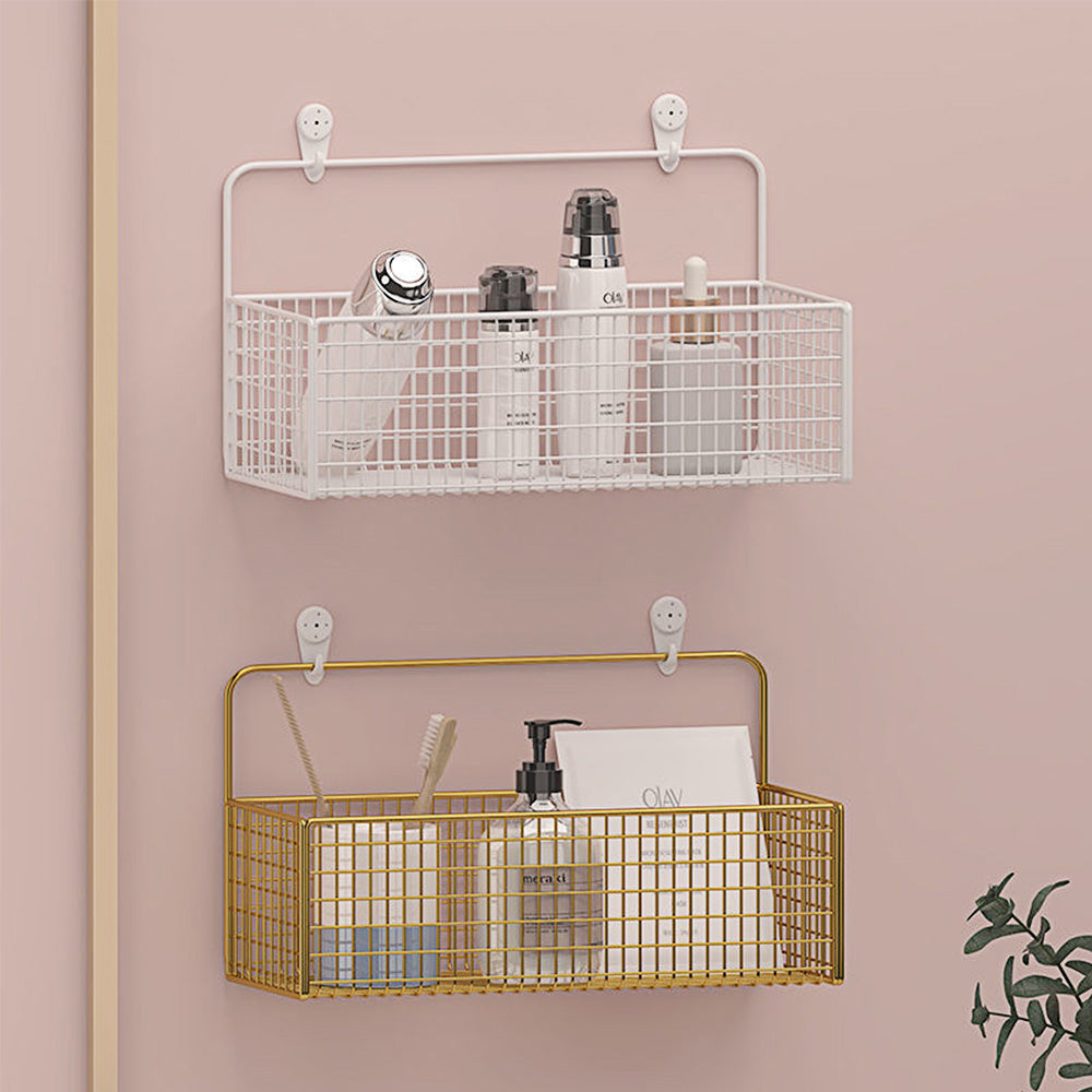 Punch-free bathroom wall rack toilet wall metal basket toilet gargle shelf wall hanging rack
