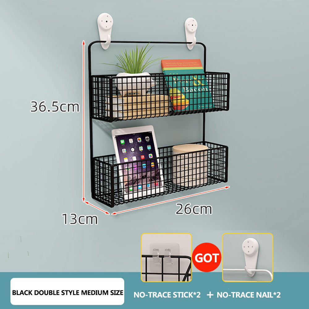 Punch-free bathroom wall rack toilet wall metal basket toilet gargle shelf wall hanging rack
