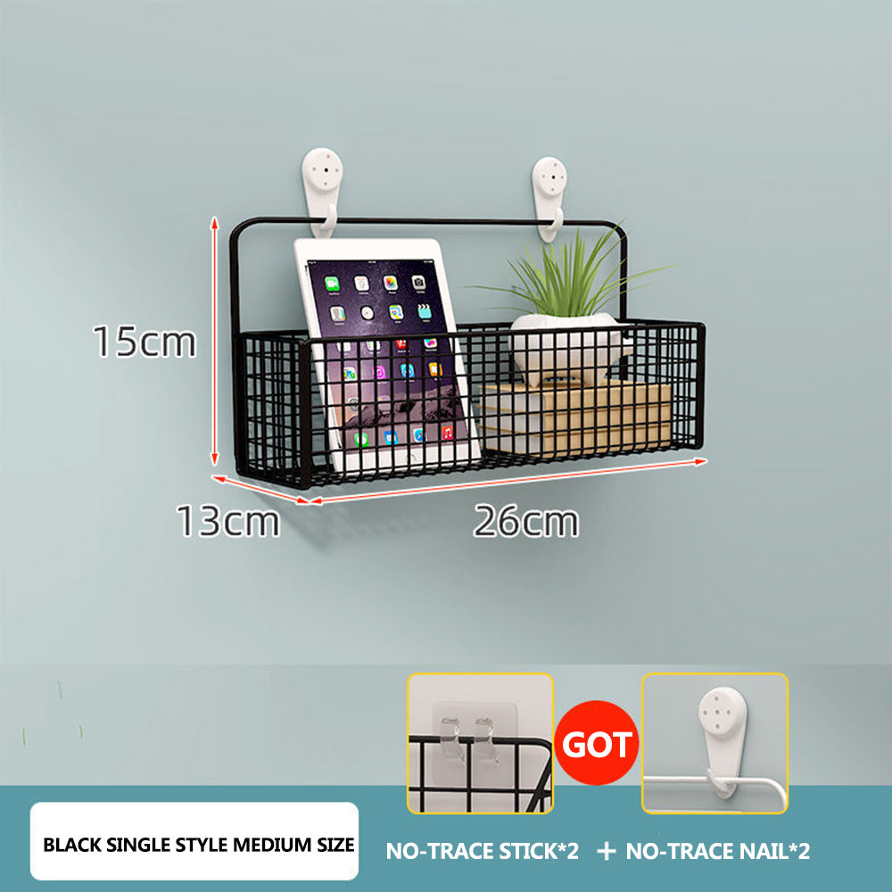 Punch-free bathroom wall rack toilet wall metal basket toilet gargle shelf wall hanging rack