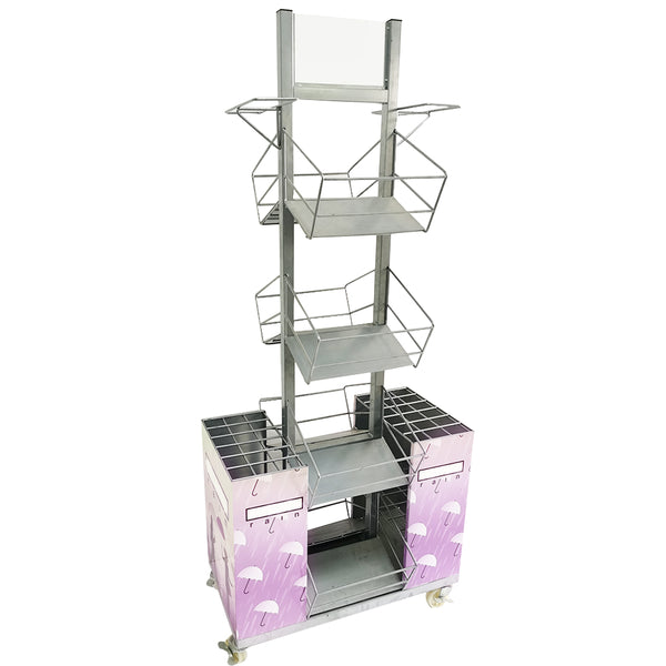 Umbrella metal rack display stand with wheels