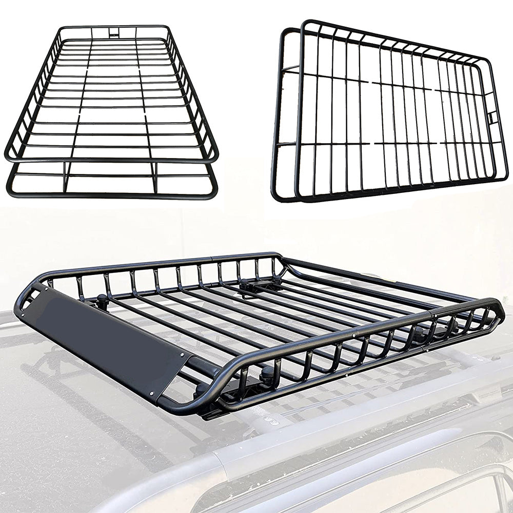 Steel Round Tube Wire Black Universal Roof Cargo Basket Carrier Roof Rack For Car