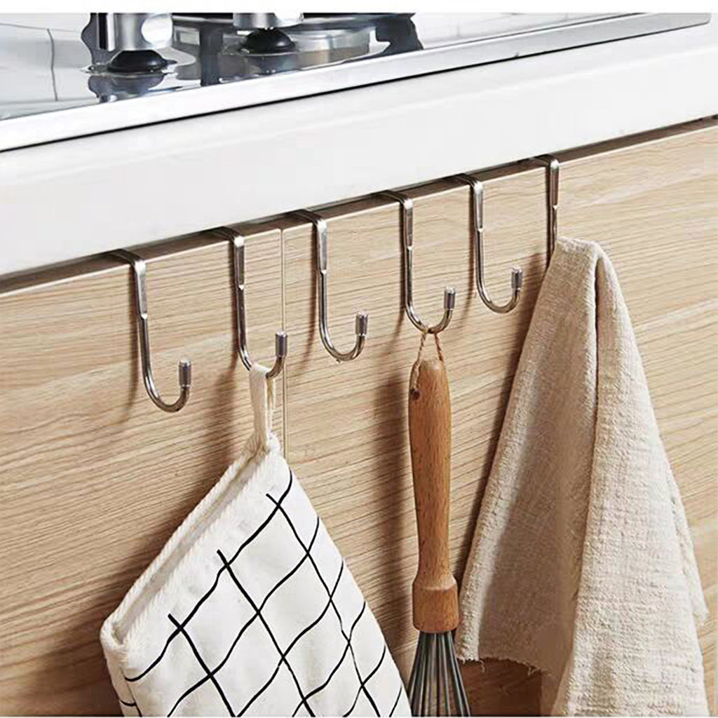 6 pcs pack stainless steel hook S type door back hook kitchen cabinet door hook multifunctional Hooks