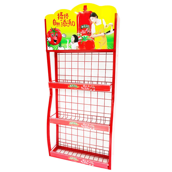 Tomato Vegetable Bottle Sauce Shelf Displays Metal Wire display Stand Hanging Rack