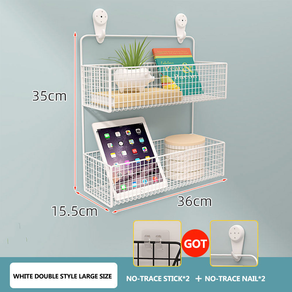 Punch-free bathroom wall rack toilet wall metal basket toilet gargle shelf wall hanging rack