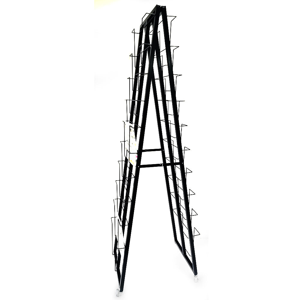 Multi tiers double sides floor stand newspaper shelf magazine books display rack