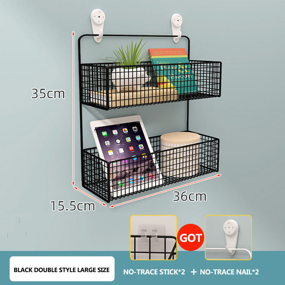 Punch-free bathroom wall rack toilet wall metal basket toilet gargle shelf wall hanging rack