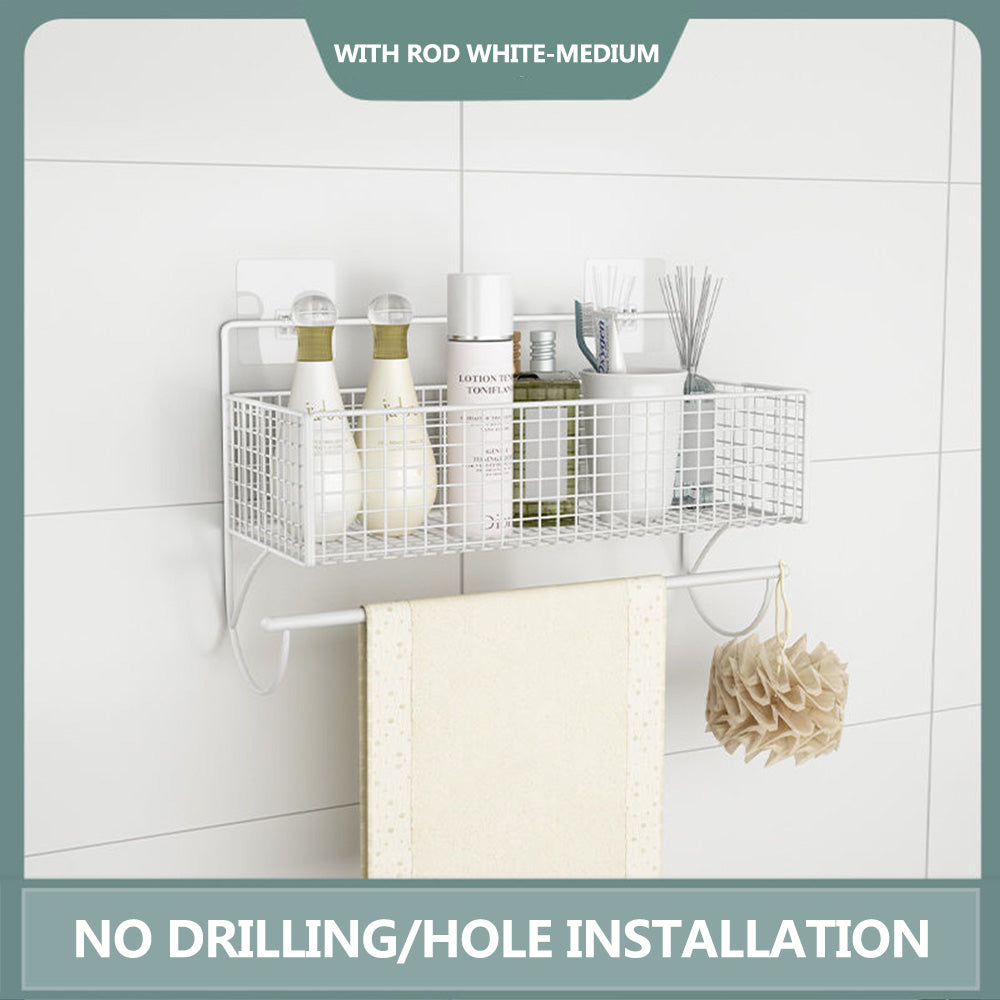 Punch-free bathroom wall rack toilet wall metal basket toilet gargle shelf wall hanging rack