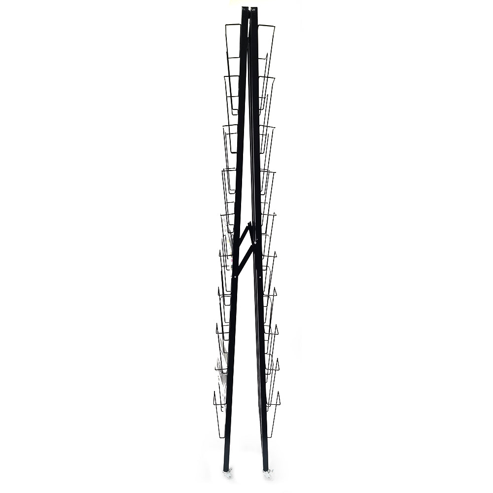 Multi tiers double sides floor stand newspaper shelf magazine books display rack