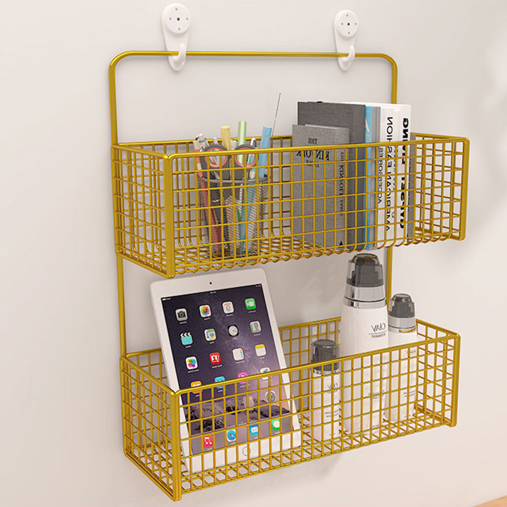 Punch-free bathroom wall rack toilet wall metal basket toilet gargle shelf wall hanging rack