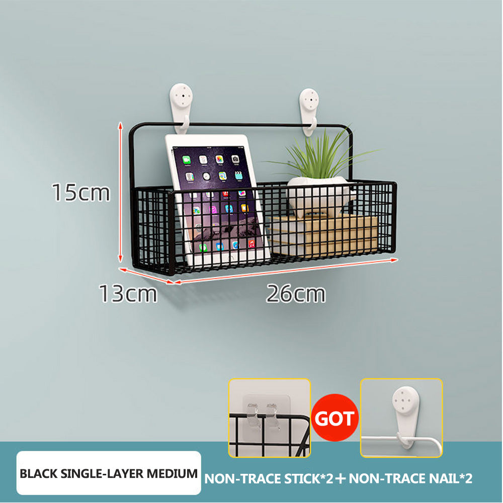 Punch-free bathroom wall rack toilet wall metal basket toilet gargle shelf wall hanging rack
