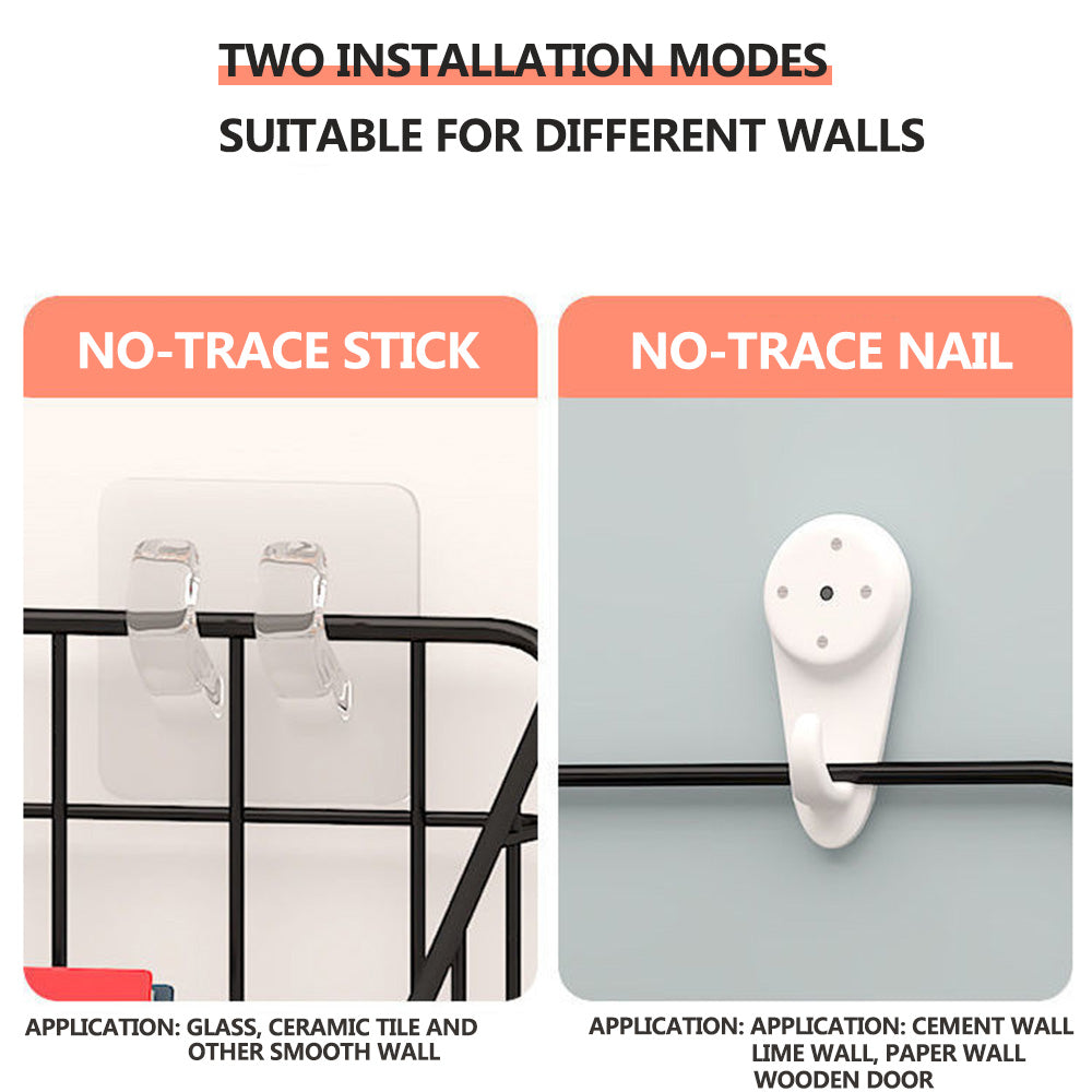 Punch-free bathroom wall rack toilet wall metal basket toilet gargle shelf wall hanging rack