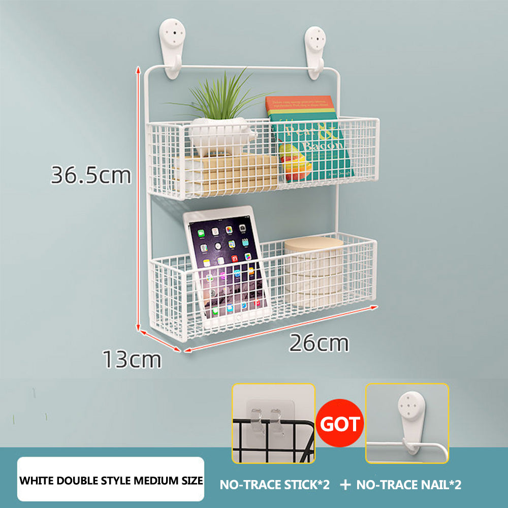Punch-free bathroom wall rack toilet wall metal basket toilet gargle shelf wall hanging rack