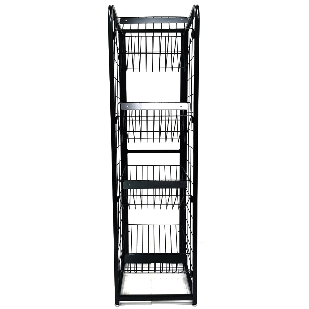 Custom made retail store multi layer shelf iron steel wire holder floor metal rack folding book shop magazine display stand