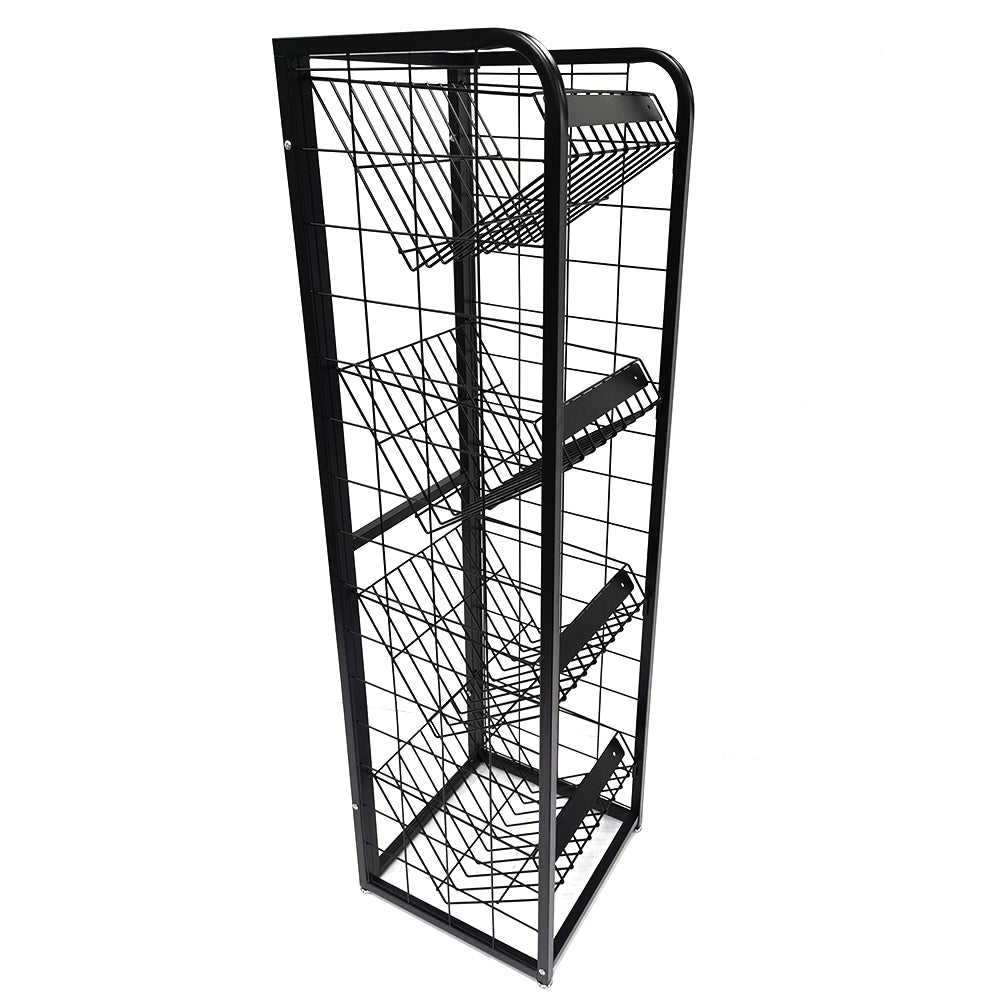 Custom made retail store multi layer shelf iron steel wire holder floor metal rack folding book shop magazine display stand