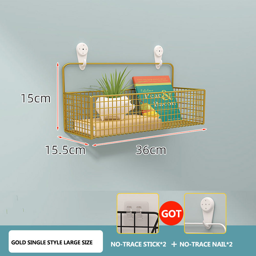 Punch-free bathroom wall rack toilet wall metal basket toilet gargle shelf wall hanging rack